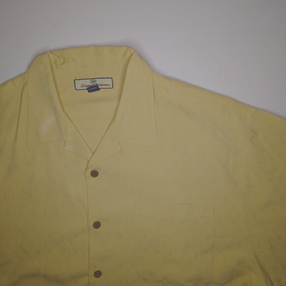 Tommy Bahama Mens Short Sleeve Button Up XL Hawaiian 100% Silk Yellow Pattern - Picture 1 of 8
